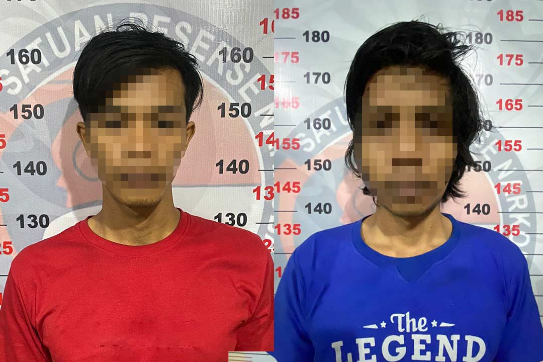 Polisi Amankan Tersangka Pengedar sabu S (29) dan MTIS (35), di Jalan Panahan, Kelurahan Api api, Bontang Utara, Selasa (20/6/2023).