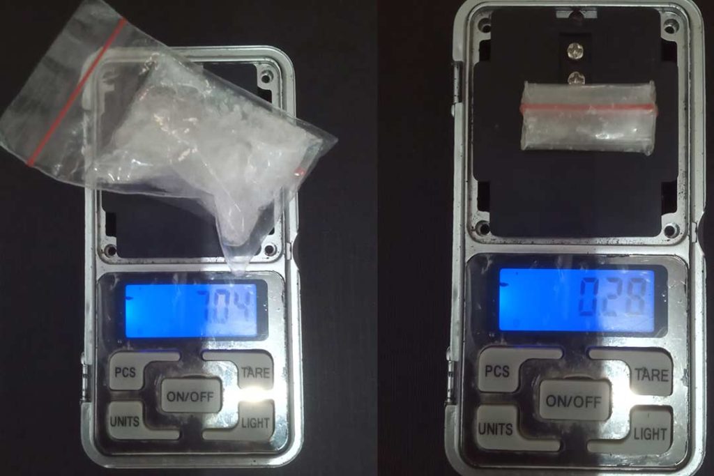 Barang bukti MTIS (35) narkotika jenis sabu seberat 7,04 gram dan S (29) 0,28 gram.
