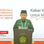 Sofyan Yaqub, wakil sekretaris PPIH Embarkasi Balikpapan saat menyampaikan siaran pers.