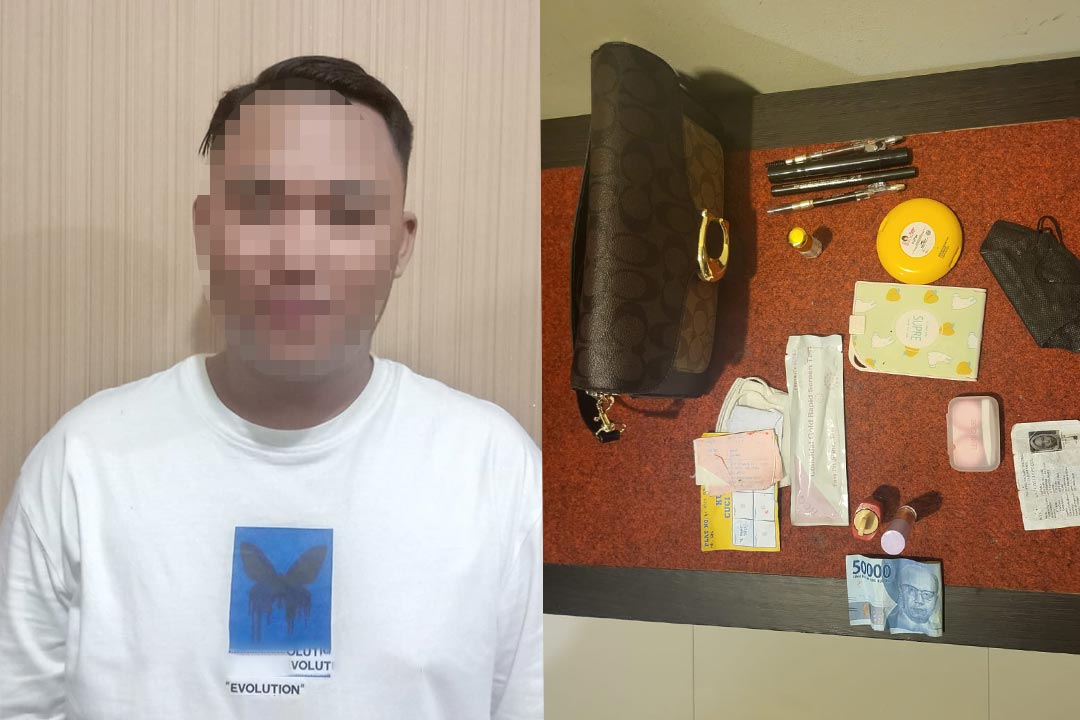 Tersangka MIF (21) asal kelurahan Berebas Pantai dan barang bukti milik korban K (20) asal Kelurahan Loktuan.