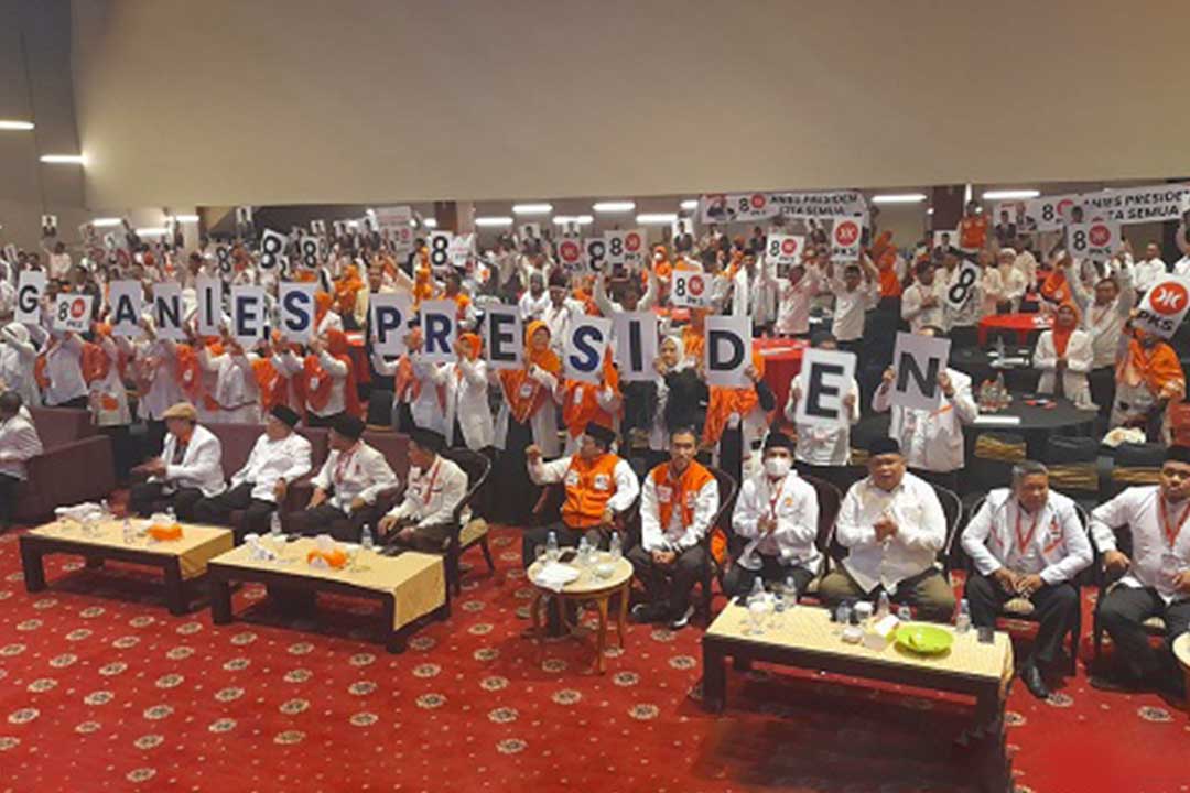 Acara Ikrar Pemenangan Anies Baswedan oleh Dewan Pimpinan Wilayah (DPW) Partai Keadilan Sejahtera (PKS) Kaltim bersama PKS Kaltim di ballroom Hotel Swissbell Jalan Mulawarman Samarinda, Sabtu malam (10/6/2023).