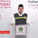 Akhmad Fauzin, juru bicara PPIH Pusat saat menyampaikan keterangan pers dari Media Center Haji (MCH) di Asrama Haji Pondok Gede Jakarta, Senin siang, 31 Juli 2023.