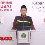 Akhmad Fauzin, Kepala Biro Humas Data dan Informasi Kementerian Agama RI saat menyampaikan keterangan pers di MCH PPIH Pusat Asrama haji Pondok Gede Jakarta, Jum'at, 14 Juli 2023 siang.
