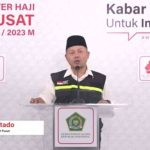 Dodo Murtado, koordinator MCH PPIH Pusat, saat menyampaikan siaran pers di Media Center Haji (MCH) Asrama Pondok Gede Jakarta, Selasa siang 11 Juli 2023.