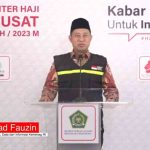 Akhmad Fauzin, Kepala Biro Humas Data dan Informasi Kementerian Agama RI, saat menyampaikan keterangan pers di Media Center Haji (MCH) PPIH Pusat di Asrama Haji Pondok Gede Jakarta, Kamis, 13 Juli 2023.