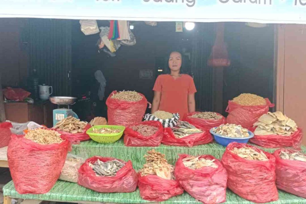 Ibu Emi Penjual Ikan Asin di Pasar Gerilya, Selasa (18/072023).