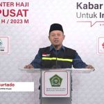 Dodo Murtado, Koordinator Media Center Haji (MCH) PPIH Pusat saat menyampaikan keterangan pers di Asrama Haji Pondok Gede Jakarta, Ahad siang, 23 Juli 2023.
