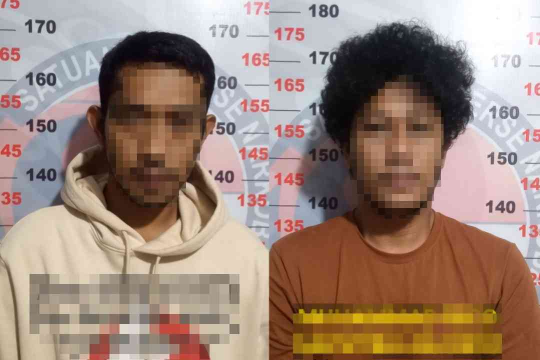 Dua tersangka MRS (30) dan AIG (28) diamankan Polres Bontang di Jalan Slamet Riyadi, Kelurahan Loktuan, Bontang Utara, Rabu (19/7/2023).
