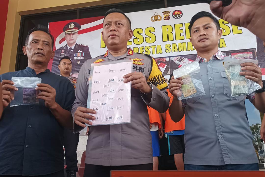 Press release Hasil dari Penjual Sabu Ketengan di Samarinda. Jum'at (28/07/2023). Foto : Khin/redaksi