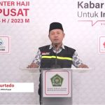 Dodo Murtado Koordinator MCH PPIH Pusat saat menyampaikan Keterangan pers di Asrama Haji Pondok Gede Jakarta, Kamis siang, 03 Agustus 2023.