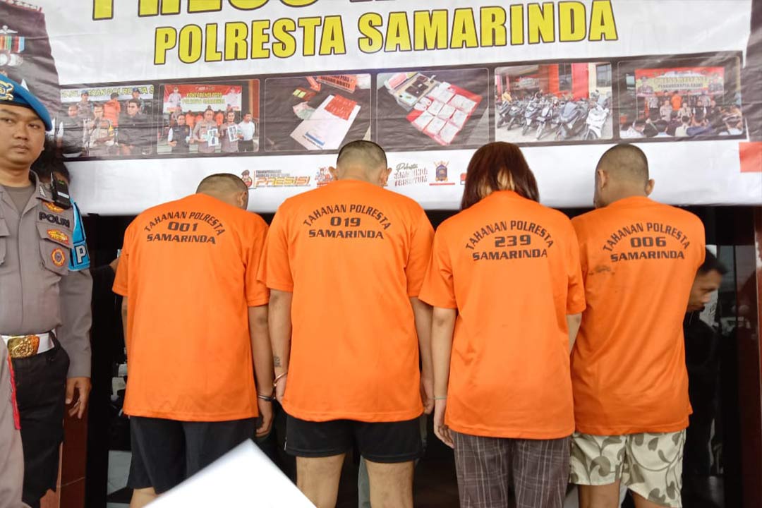 Press realese pengungkapan Jaringan Narkotika, 4 Pelaku yaitu (DP, HH, SN, MA). Foto : Nabil / Jurnalborneo.com