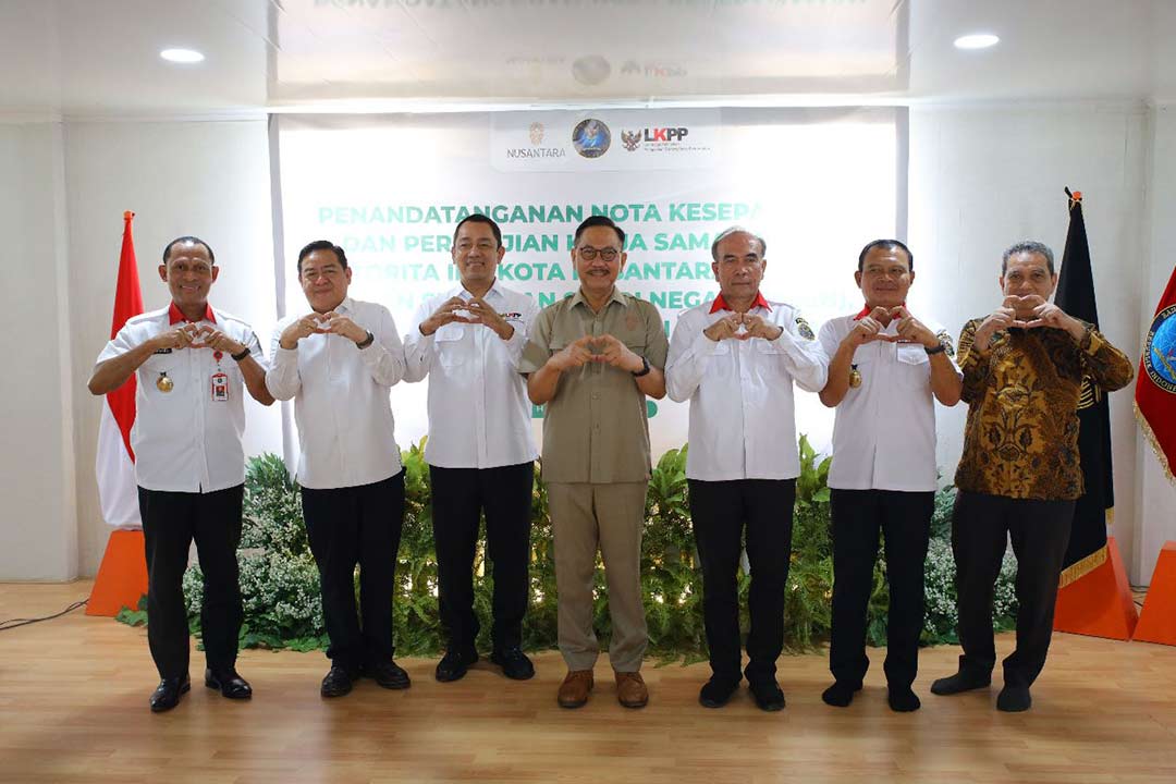 Kerja sama Otorita Ibu Kota Nusantara (IKN) dengan Badan Siber dan Sandi Negara (BSSN) dan Lembaga Kebijakan Pengadaan Barang/Jasa Pemerintah (LKPP), Selasa, 8 Agustus 2023.