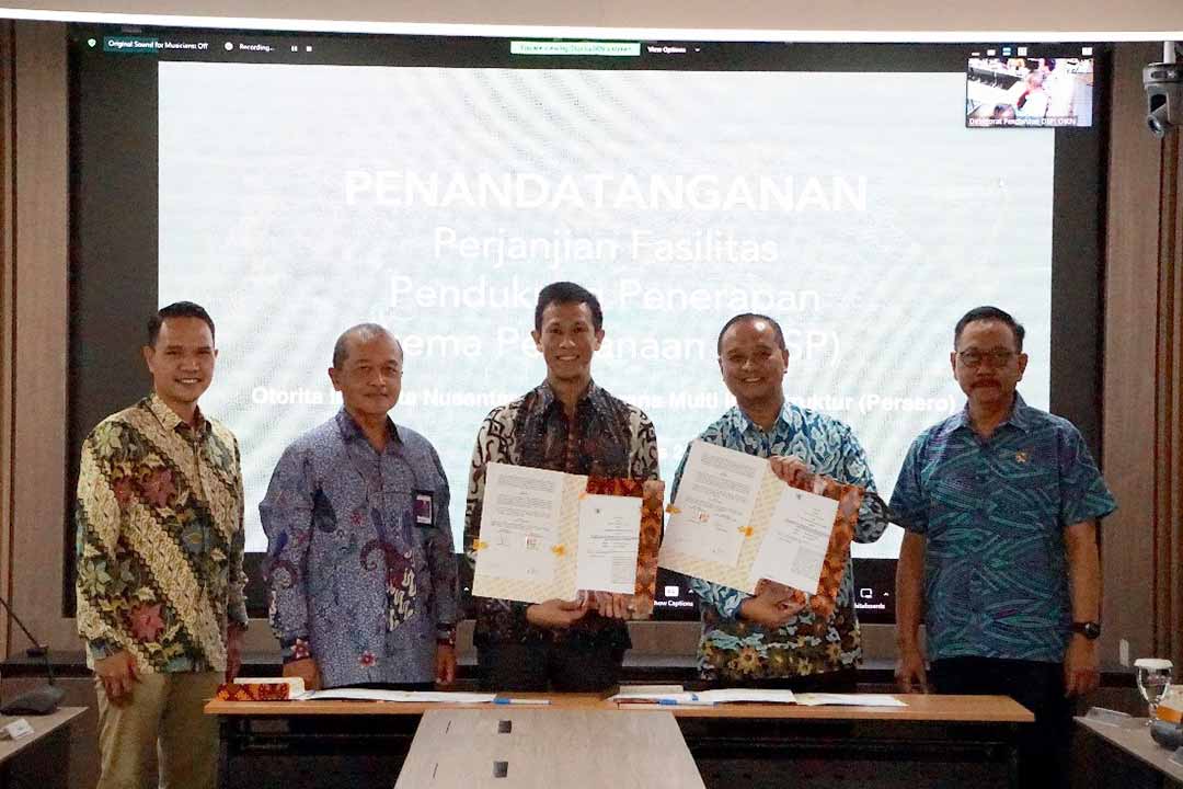 Foto Proses penandatanganan Perjanjian Fasilitas Pendukung Penerapan Skema Pendanaan (PPSP).
