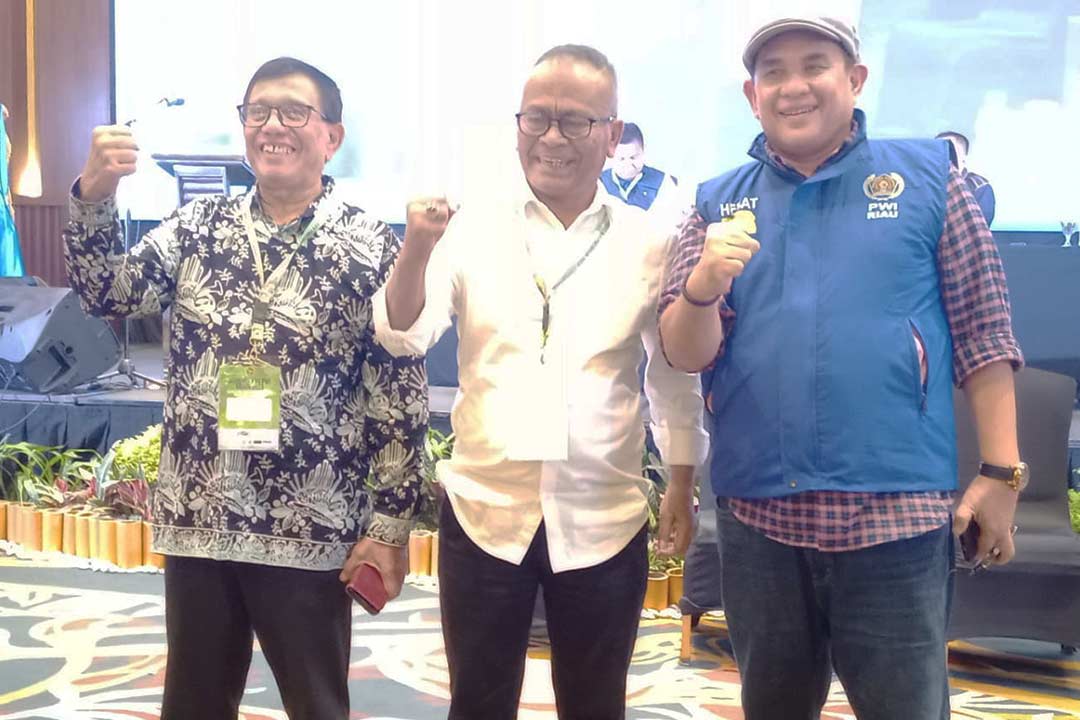 Kandidat Calon Ketua Umum PWI Pusat dari kiri Hendry Ch Bangun, Atal S. Depari, dan Zulmansyah Sekedang.