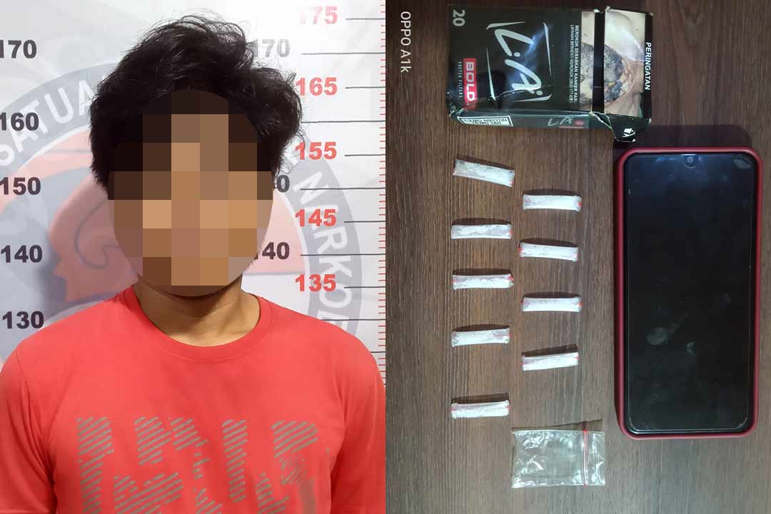 Tersangka S (31) beserta barang bukti diamankan Polres Bontang, Minggu (8/10/2023).