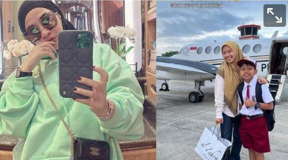 Norsam dan Farel Prayoga yang diantar ke sekolah pakai jet pribadinya.(Ist)