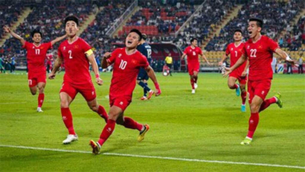 Squad Vietnam yang berlaga melawan Thailand di Stadion Rajamangala Bangkok, Minggu (5/1/2025) malam WIB.